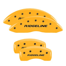 Load image into Gallery viewer, MGP 4 Caliper Covers Engraved Front &amp; Rear Ridgeline Yellow Finish Black Char 2019 Honda Ridgeline

