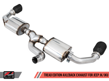 Load image into Gallery viewer, AWE Tuning 07-18 Jeep Wrangler JK/JKU 3.6L Tread Edition Axle-Back Dual Exhaust - Diamond Black Tips
