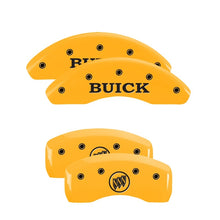 Load image into Gallery viewer, MGP 4 Caliper Covers Engraved Front Buick Engraved Rear Buick Shield Yellow finish black ch
