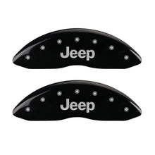 Load image into Gallery viewer, MGP 4 Caliper Covers Engraved Front &amp; Rear SRT Black finish silver ch
