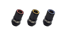 Load image into Gallery viewer, Wheel Mate Muteki HR38 Open End Lug Nuts 12x1.25 Black Chrome / Yellow Ring
