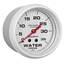Load image into Gallery viewer, Autometer AutoGage 2-5/8in. / 35 PSI Mechanical Water Press Gauge - Marine White
