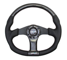 Load image into Gallery viewer, NRG Carbon Fiber Steering Wheel (350mm) Oval Shape Black w/Leather Trim

