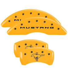 Load image into Gallery viewer, MGP 4 Caliper Covers Engraved Front 2015/Mustang Engraved Rear 2015/Bar &amp; Pony Yellow fnsh black ch
