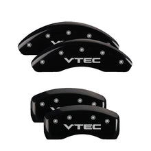 Load image into Gallery viewer, MGP 4 Caliper Covers Engraved Front &amp; Rear Vtech Black finish silver ch
