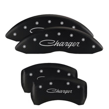 Load image into Gallery viewer, MGP 4 Caliper Covers Engraved Front &amp; Rear MGP Black finish silver ch
