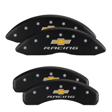 Load image into Gallery viewer, MGP 4 Caliper Covers Engraved Front &amp; Rear Bowtie Black finish silver ch
