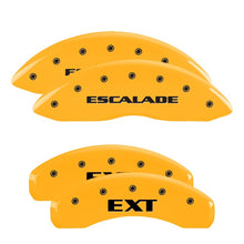 Load image into Gallery viewer, MGP 4 Caliper Covers Engraved Front Escalade Engraved Rear EXT Yellow finish black ch
