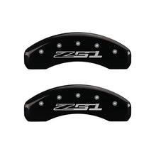 Load image into Gallery viewer, MGP 4 Caliper Covers Engraved Front Corvette C7 Engraved Rear Z51/2015 Black finish silver ch
