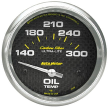 Load image into Gallery viewer, Autometer Carbon Fiber Oil Temp 66.7mm 2 5/8in Short Sweep Electronic 300 Deg F Temperature Gauge
