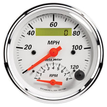 Load image into Gallery viewer, AutoMeter Gauge Tach/Speedo 3-3/8in. 120MPH &amp; 8K RPM Elec. Program. Arctic White
