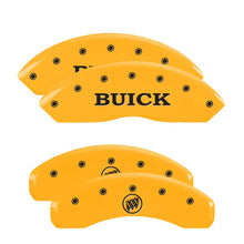 Load image into Gallery viewer, MGP 4 Caliper Covers Engraved Front Buick Rear Yellow Finish Black Char 2008 Buick Lucerne

