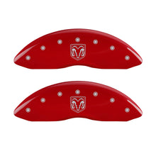 Load image into Gallery viewer, MGP 4 Caliper Covers Engraved Front RAM Engraved Rear RAMHEAD Red finish silver ch
