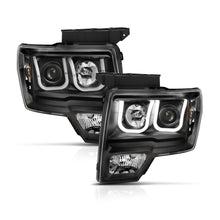 Load image into Gallery viewer, ANZO 2009-2014 Ford F-150 Projector Headlights w/ U-Bar Switchback Black w/ Amber
