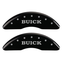 Load image into Gallery viewer, MGP 4 Caliper Covers Engraved Front Buick Rear Black Finish Silver Char 2016 Buick Regal
