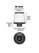 Load image into Gallery viewer, K&amp;N Universal Chrome Filter 1 1/8 inch FLG / 2 1/4 inch Bottom / 2 inch Top / 2.5 inch Height

