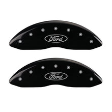 Load image into Gallery viewer, MGP Front set 2 Caliper Covers Engraved Front Oval logo/Ford Black finish silver ch
