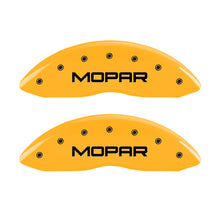 Load image into Gallery viewer, MGP 4 Caliper Covers Engraved Front &amp; Rear Mopar Yellow Finish Black Char 2006 Dodge Charger
