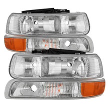 Load image into Gallery viewer, xTune Chevy Silverado 1500 99-02 OEM Style Headlights w/ Bumper Lights - Chrome HD-JH-CSIL99-OE-SET
