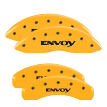 Load image into Gallery viewer, MGP 4 Caliper Covers Engraved Front &amp; Rear Envoy Yellow Finish Black Char 2009 GMC Envoy

