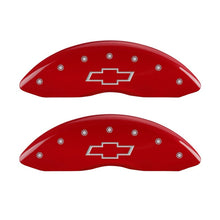 Load image into Gallery viewer, MGP Front set 2 Caliper Covers Engraved Front Bowtie Red finish silver ch
