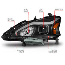 Load image into Gallery viewer, ANZO 13-15 Nissan Altima (w/o Factory HID Bulbs) Projector Headlights - w/ Light Bar Black Housing

