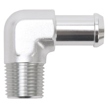 Load image into Gallery viewer, Edelbrock Hose End 90-Deg 1/2In NPT to 5/8In Barb Clear Anodize
