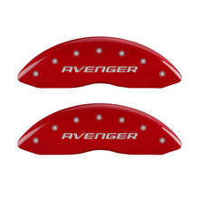 Load image into Gallery viewer, MGP 4 Caliper Covers Engraved Front &amp; Rear With out stripes/Avenger Red finish silver ch
