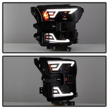 Load image into Gallery viewer, xTune 15-17 Ford F-150 DRL LED Light Bar Projector Headlights - Black Smoke (PRO-JH-FF15015-LB-BSM)
