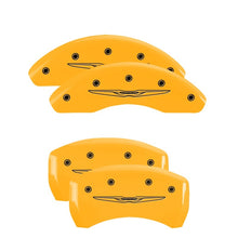 Load image into Gallery viewer, MGP 4 Caliper Covers Engraved Front &amp; Rear Mopar Yellow Finish Black Char 2004 Chrysler Crossfire
