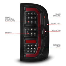 Load image into Gallery viewer, ANZO 14-18 GMC Sierra 1500 Full LED Taillights Black Housing Smoke Lens (w/C Light Bars)
