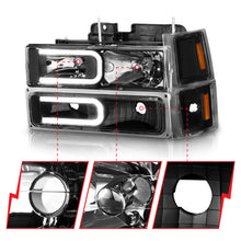 Load image into Gallery viewer, ANZO 88-98 Chevrolet C1500 Crystal Headlights w/ Light Bar Black Housing w/ Signal Side Markers 8Pcs
