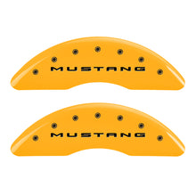 Load image into Gallery viewer, MGP 4 Caliper Covers Engraved Front 2015/Mustang Engraved Rear 2015/GT Yellow finish black ch
