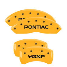 Load image into Gallery viewer, MGP 4 Caliper Covers Engraved Front &amp; Rear MGP Yellow Finish Black Char 1997 Pontiac Firebird
