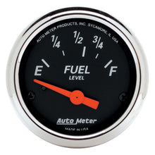 Load image into Gallery viewer, Autometer Designer Black Fuel Level Gauge 2-1/16in Electrical 70 Ohms E / 10 Ohms F - 90 Deg Sweep
