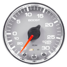 Load image into Gallery viewer, Autometer Spek-Pro Gauge Vac/Boost 2 1/16in 30Inhg-30psi Stepper Motor W/Peak &amp; WarnSilver/Chrome
