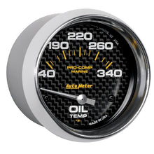 Load image into Gallery viewer, Autometer Marine Carbon Fiber Electric Oil Temperature Gauge 2-5/8in 140-300 Deg F
