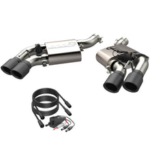 Load image into Gallery viewer, QTP 16-18 Chevrolet Camaro SS 6.2L 304SS Screamer Axle Back Exhaust Tip w/3.5in Quad Black Tips
