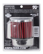 Load image into Gallery viewer, K&amp;N Rubber Base Chrome Top Push-In Crankcase Vent Filter 3in OD x 2-1/2in H.
