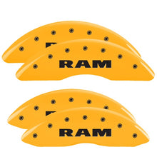 Load image into Gallery viewer, MGP 4 Caliper Covers Engraved Front &amp; Rear MGP Yellow Finish Black Char 2008 Mini Cooper
