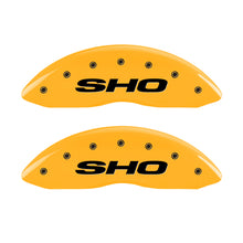 Load image into Gallery viewer, MGP 4 Caliper Covers Engraved Front &amp; Rear SHO Yellow finish black ch
