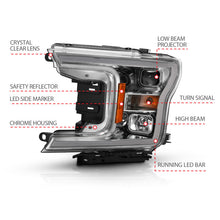 Load image into Gallery viewer, ANZO 2018-2019 Ford F-150 Projector Plank Style H.L. Chrome Amber (Without Switchback)
