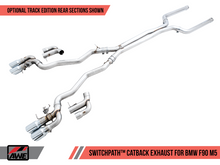 Load image into Gallery viewer, AWE Tuning 18-19 BMW M5 (F90) 4.4T AWD SwitchPath Cat-back Exhaust - Chrome Silver Tips
