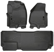 Load image into Gallery viewer, Husky Liners 2012.5 Ford SD Super Cab WeatherBeater Combo Black Floor Liners (w/o Manual Trans Case)
