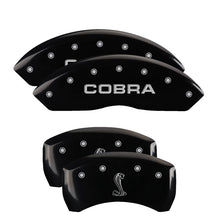 Load image into Gallery viewer, MGP 4 Caliper Covers Engraved Front Mustang Engraved Rear 37 Yellow finish black ch
