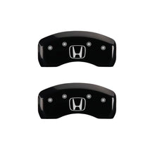 Load image into Gallery viewer, MGP 4 Caliper Covers Engraved Front Honda Engraved Rear H Logo Black finish silver ch
