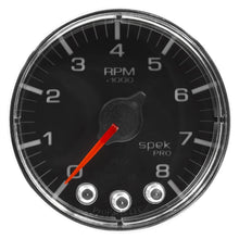 Load image into Gallery viewer, Autometer Spek-Pro Gauge Tach 2 1/16in 8K Rpm W/ Shift Light &amp; Peak Mem Blk/Chrm
