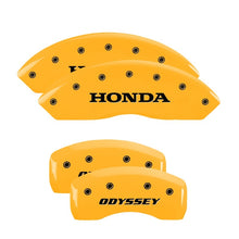 Load image into Gallery viewer, MGP 4 Caliper Covers Engraved Front Honda Rear H Logo Yellow Finish Black Char 2003 Honda Accord
