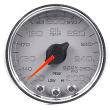 Load image into Gallery viewer, Autometer Spek-Pro Gauge Oil Temp 2 1/16in 300f Stepper Motor W/Peak &amp; Warn Slvr/Chrm

