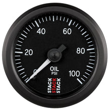 Load image into Gallery viewer, Autometer Stack 52mm 0-100 PSI 1/8in NPTF (M) Mechanical Oil Pressure Gauge - Black
